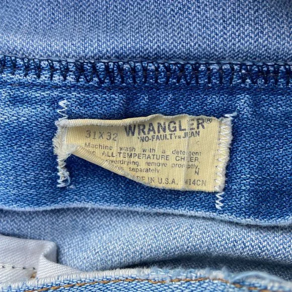 Vintage 70's Wrangler No Fault Repaired Cutoff Flare Denim 30x28
